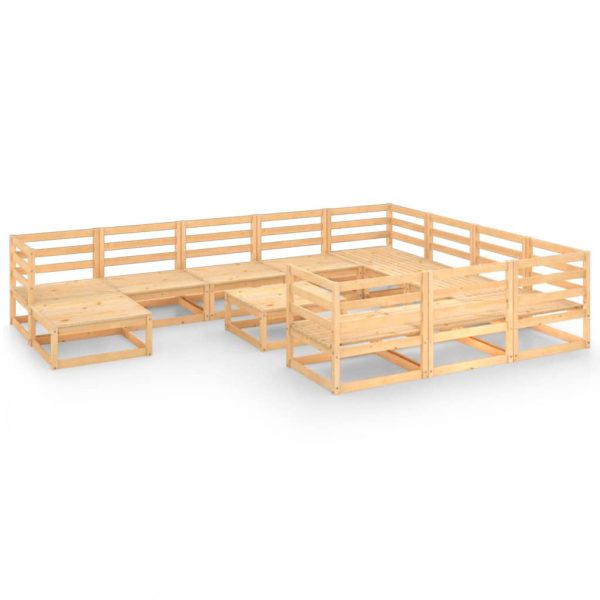 12 pcs conjunto lounge de jardim pinho maciço - Image 2