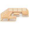 12 pcs conjunto lounge de jardim pinho maciço - Image 3