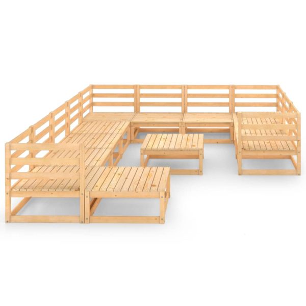 12 pcs conjunto lounge de jardim pinho maciço - Image 3