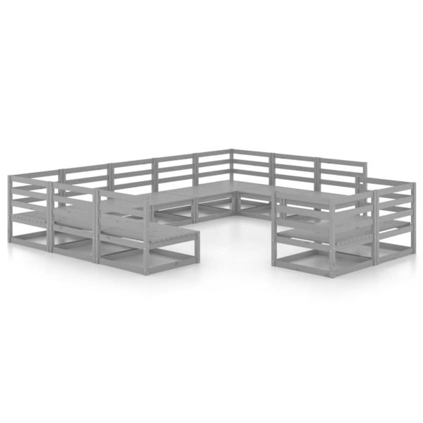 11 pcs conjunto lounge de jardim pinho maciço - Image 2