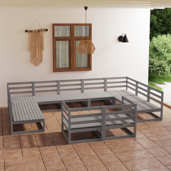 11 pcs conjunto lounge de jardim pinho maciço
