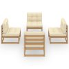 4 pcs conjunto lounge de jardim com almofadões pinho maciço - Image 3