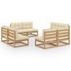 8 pcs conjunto lounge de jardim c/ almofadões pinho maciço - Image 2