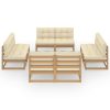 8 pcs conjunto lounge de jardim c/ almofadões pinho maciço - Image 3