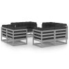 8 pcs conjunto lounge de jardim c/ almofadões pinho maciço