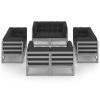 8 pcs conjunto lounge de jardim c/ almofadões pinho maciço - Image 2