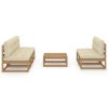 6 pcs conjunto lounge de jardim com almofadões pinho maciço - Image 2