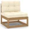 6 pcs conjunto lounge de jardim com almofadões pinho maciço - Image 3