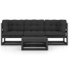 4 pcs conjunto longue de jardim c/ almofadões pinho maciço - Image 2