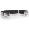7 pcs conjunto lounge de jardim c/ almofadões pinho maciço - Image 2