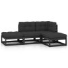 4 pcs conjunto longue de jardim c/ almofadões pinho maciço - Image 2