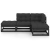 4 pcs conjunto longue de jardim c/ almofadões pinho maciço - Image 3