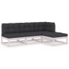 4 pcs conjunto lounge de jardim c/ almofadões pinho maciço - Image 2