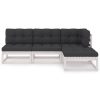 4 pcs conjunto lounge de jardim c/ almofadões pinho maciço - Image 3