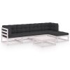 6 pcs conjunto lounge de jardim c/ almofadões pinho maciço - Image 2