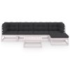6 pcs conjunto lounge de jardim c/ almofadões pinho maciço - Image 3