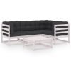 5 pcs conjunto lounge de jardim c/ almofadões pinho maciço - Image 2