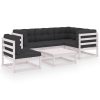 6 pcs conjunto lounge de jardim com almofadões pinho maciço - Image 2