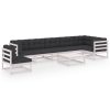 8 pcs conjunto lounge de jardim c/ almofadões pinho maciço - Image 2