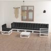 8 pcs conjunto lounge de jardim c/ almofadões pinho maciço