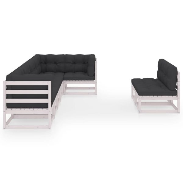 8 pcs conjunto lounge de jardim c/ almofadões pinho maciço - Image 3