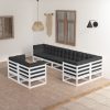 8 pcs conjunto lounge de jardim c/ almofadões pinho maciço