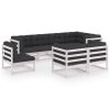 8 pcs conjunto lounge de jardim c/ almofadões pinho maciço - Image 2