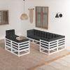 8 pcs conjunto lounge de jardim c/ almofadões pinho maciço