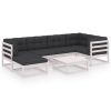 7 pcs conjunto lounge de jardim c/ almofadões pinho maciço - Image 2