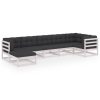 7 pcs conjunto lounge de jardim c/ almofadões pinho maciço - Image 2