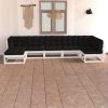 7 pcs conjunto lounge de jardim c/ almofadões pinho maciço