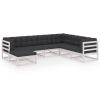 7 pcs conjunto lounge de jardim c/ almofadões pinho maciço - Image 2