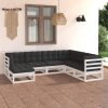 7 pcs conjunto lounge de jardim c/ almofadões pinho maciço