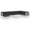 9 pcs conjunto lounge de jardim c/ almofadões pinho maciço - Image 2