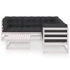 6 pcs conjunto lounge de jardim c/ almofadões pinho maciço - Image 3