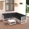 6 pcs conjunto lounge de jardim c/ almofadões pinho maciço