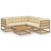 6 pcs conjunto lounge de jardim c/ almofadões pinho maciço - Image 2
