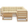 6 pcs conjunto lounge de jardim c/ almofadões pinho maciço - Image 3