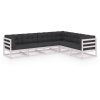 6 pcs conjunto lounge de jardim c/ almofadões pinho maciço - Image 2
