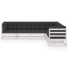 6 pcs conjunto lounge de jardim c/ almofadões pinho maciço - Image 3