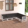 6 pcs conjunto lounge de jardim c/ almofadões pinho maciço