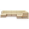 9 pcs conj. lounge ext. c/ almofadões pinho maciço castanho-mel - Image 3