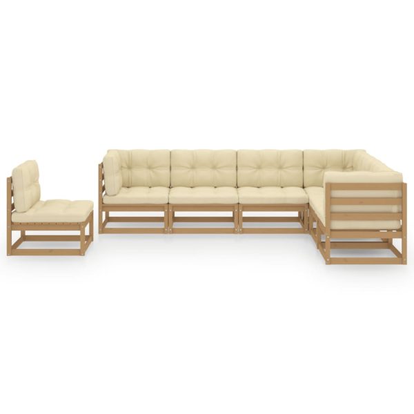 7pcs conj. lounge jardim e almofadões pinho maciço castanho mel - Image 2