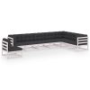 8 pcs conj. lounge de jardim c/ almofadões pinho maciço branco