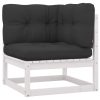 8 pcs conj. lounge de jardim c/ almofadões pinho maciço branco - Image 3