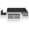10 pcs conj. lounge de jardim c/ almofadões pinho maciço branco - Image 2