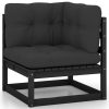 10 pcs conjunto longue jardim c/ almofadões pinho maciço preto - Image 3