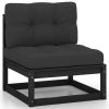 10 pcs conjunto longue jardim c/ almofadões pinho maciço preto - Image 4
