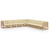 9pcs conj. lounge jardim e almofadões pinho maciço castanho mel