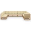 10 pcs conj. lounge jardim almofadões pinho maciço castanho mel - Image 2